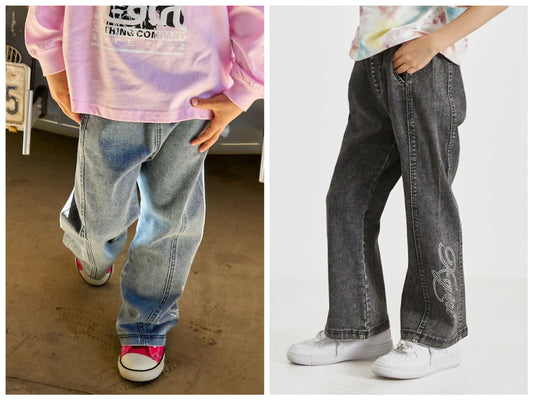 日本童裝 X-girl Stages 鑲鑽Logo喇叭牛仔長褲 90-140cm 女童款 夏季 PANTS