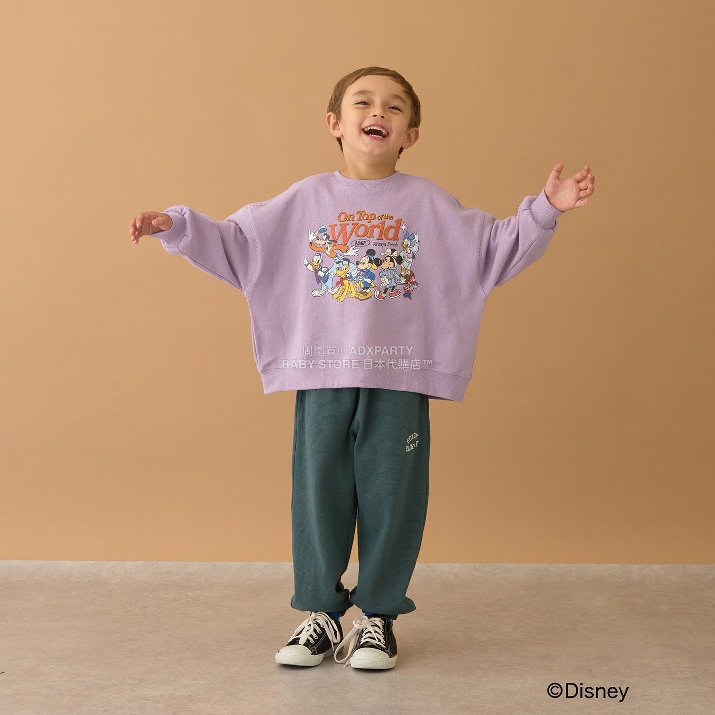 日本童裝 b・R# x Disney 印花衛衣 100-150cm 男童款 冬季 TOPS