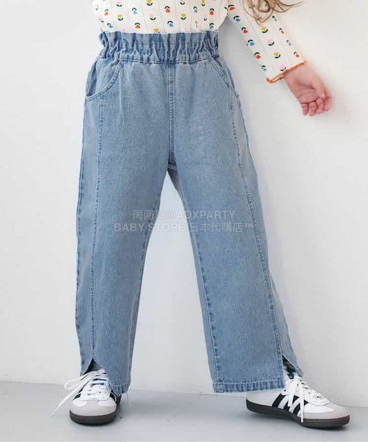 日本童裝 apres les cours 褲腳開衩長褲 80-140cm 女童款 夏季 PANTS