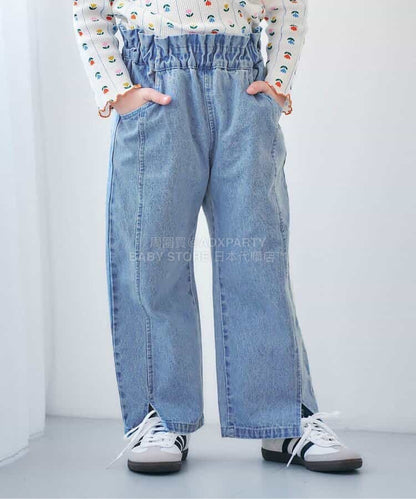 日本童裝 apres les cours 褲腳開衩長褲 80-140cm 女童款 夏季 PANTS