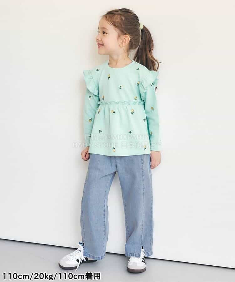日本童裝 apres les cours 褲腳開衩長褲 80-140cm 女童款 夏季 PANTS