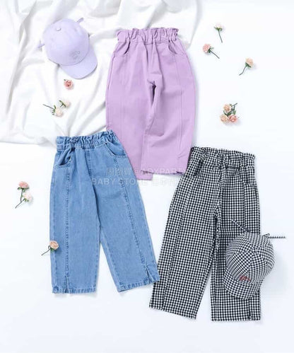 日本童裝 apres les cours 褲腳開衩長褲 80-140cm 女童款 夏季 PANTS