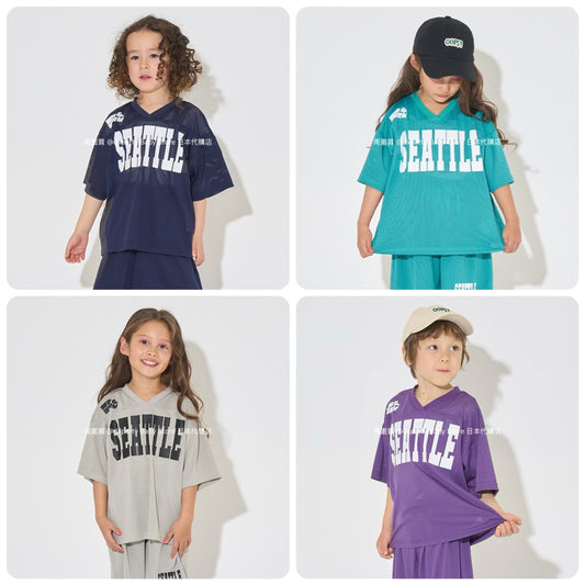 Japanese children's clothing b・R# V-neck mesh sports top 100-150cm boys/girls summer TOPS 