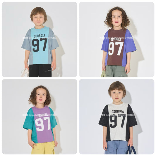 Japanese children's clothing b・R# water-absorbing quick-drying touch cool color-block mesh sports top 100-150cm boys/girls summer TOPS 