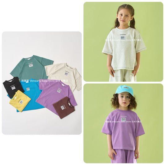 Japanese children's clothing b・R# patch logo top 100-150cm boys/girls summer TOPS 