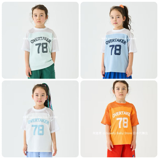 Japanese children's clothing mini#ML mesh sports top 100-140cm boys/girls summer TOPS 
