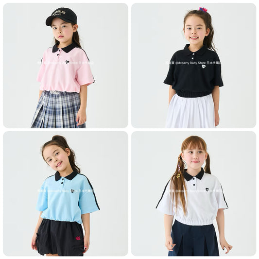 Japanese children's clothing mini#ML short polo top 100-140cm girls summer TOPS 
