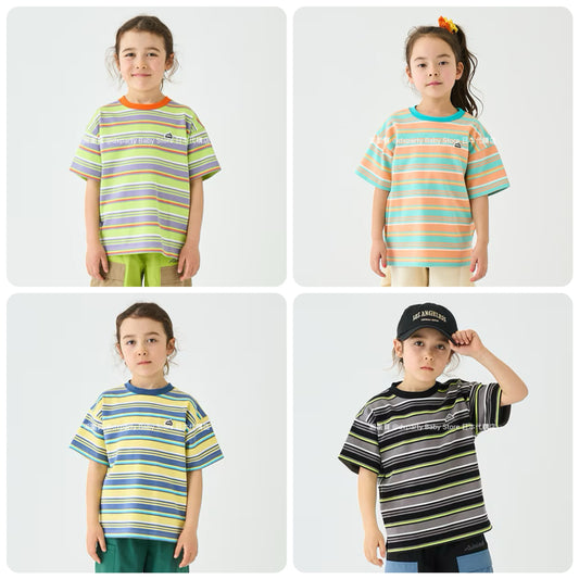 Japanese children's clothing mini#ML striped top 90-140cm boys/girls summer TOPS 