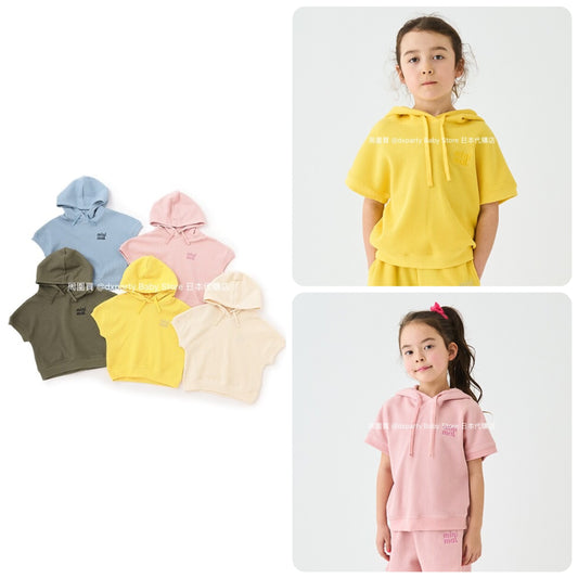 Japanese children's clothing mini#ML waffle hooded top 90-140cm boys/girls summer TOPS 