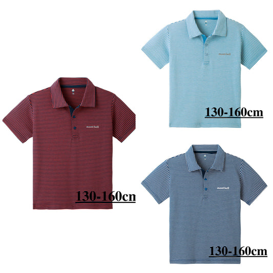Mont-Bell (Japan) UV-resistant, quick-drying, and odor-suppressing striped polo shirts (100-160cm) for boys and girls (Summer TOPS)