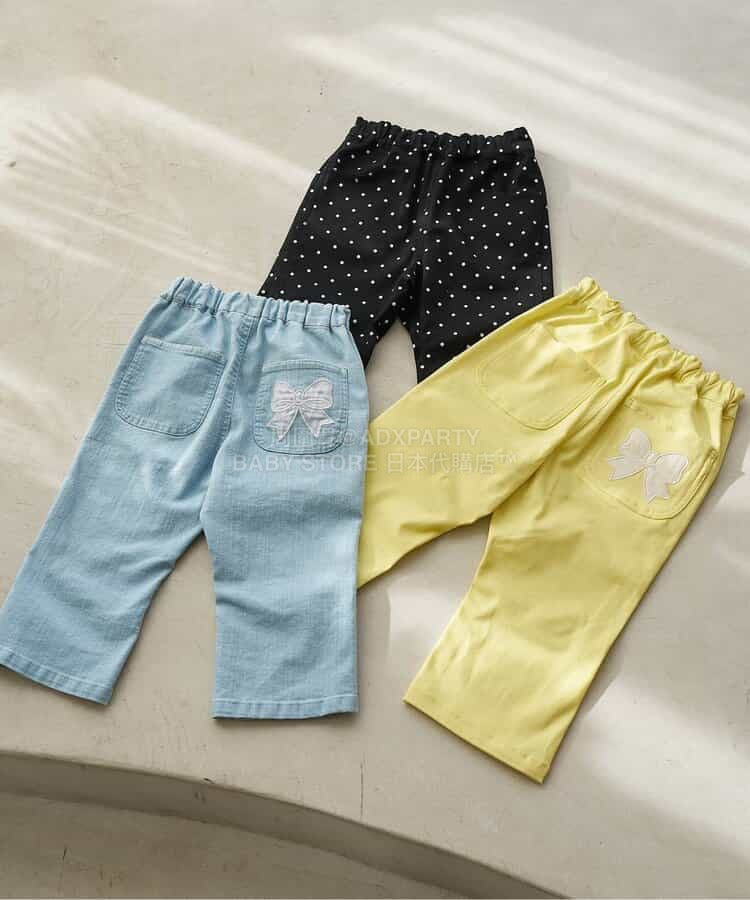 日本童裝 apres les cours 緞帶口袋七分褲 80-140cm 女童款 夏季 PANTS