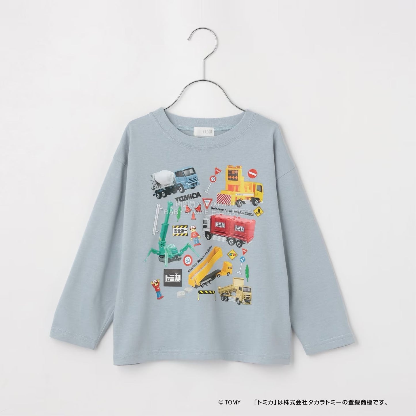 日本童裝 b・R# x Tomica 吸水速乾 防UV 印花長袖上衣 100-130cm 男童款 冬季 TOPS