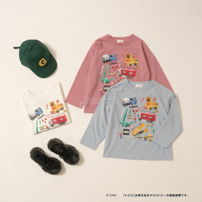 日本童裝 b・R# x Tomica 吸水速乾 防UV 印花長袖上衣 100-130cm 男童款 冬季 TOPS