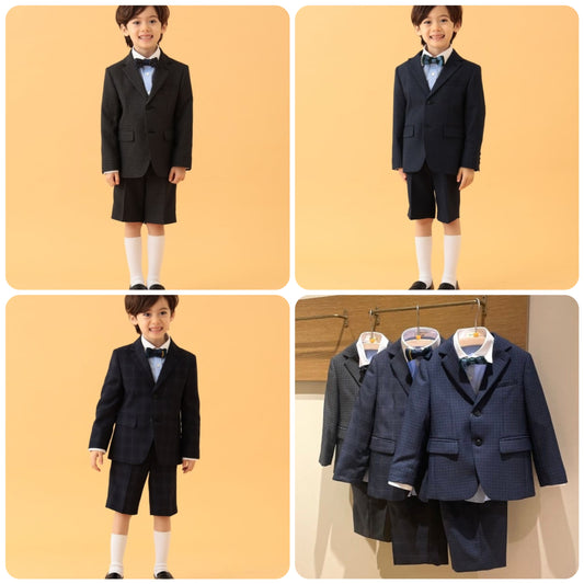 Japanese children's clothing BEAMS mini suit three-piece suit with tie 110-130cm boys' summer outerwear tops pants interviews/banquets/performances 