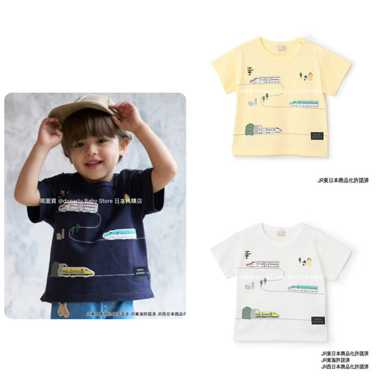 Japanese children's clothing pe#main x Shinkansen Railway Top 80-130cm Boys Summer TOPS Railway Series 