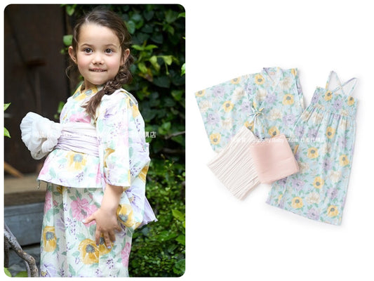 Japanese children's clothing pe#main Yukata Japanese Kimono 90-130cm Girls Summer Dresses Japanese Summer Festival Special 