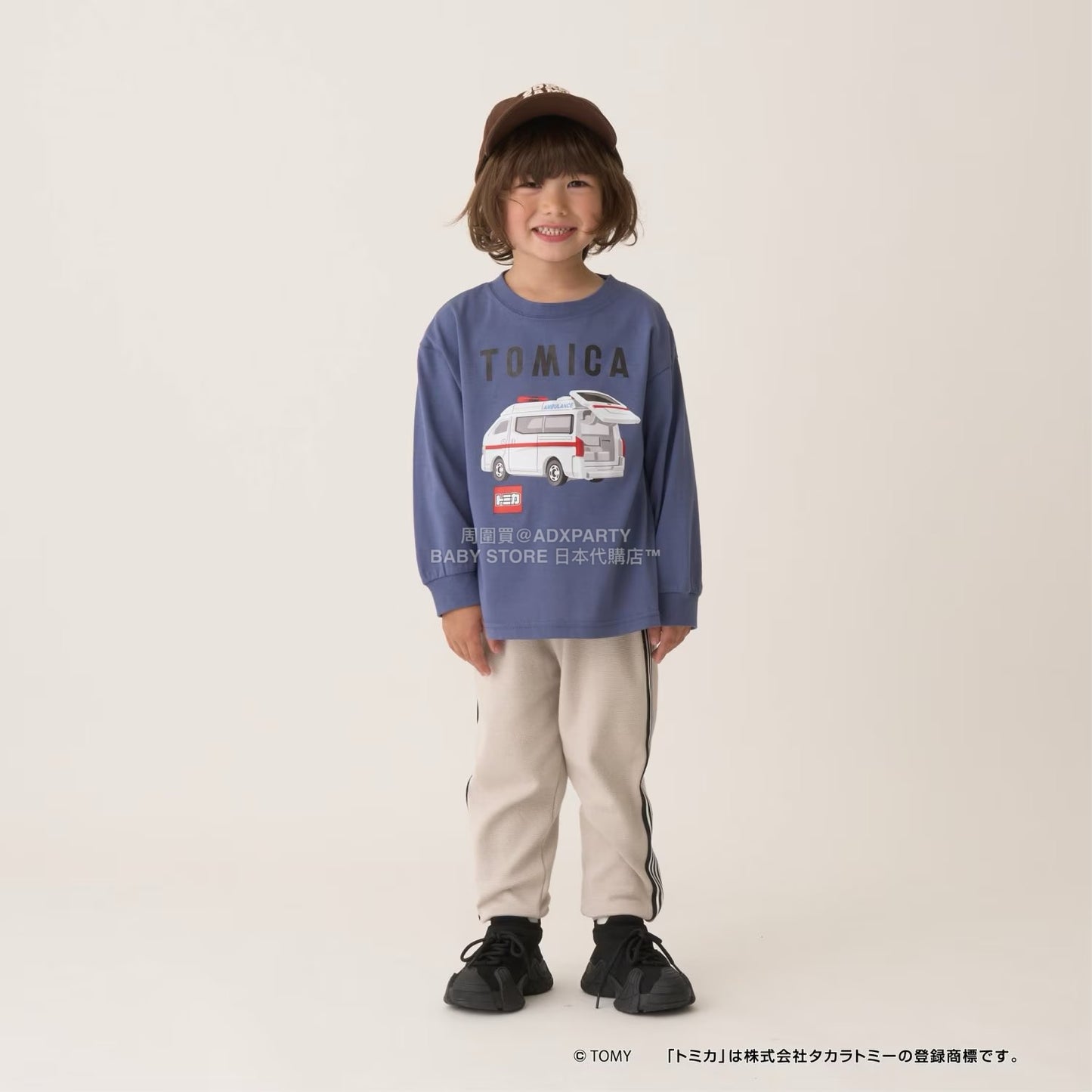 日本童裝 b・R# x Tomica 吸水速乾 防UV 印花長袖上衣 100-130cm 男童款 冬季 TOPS