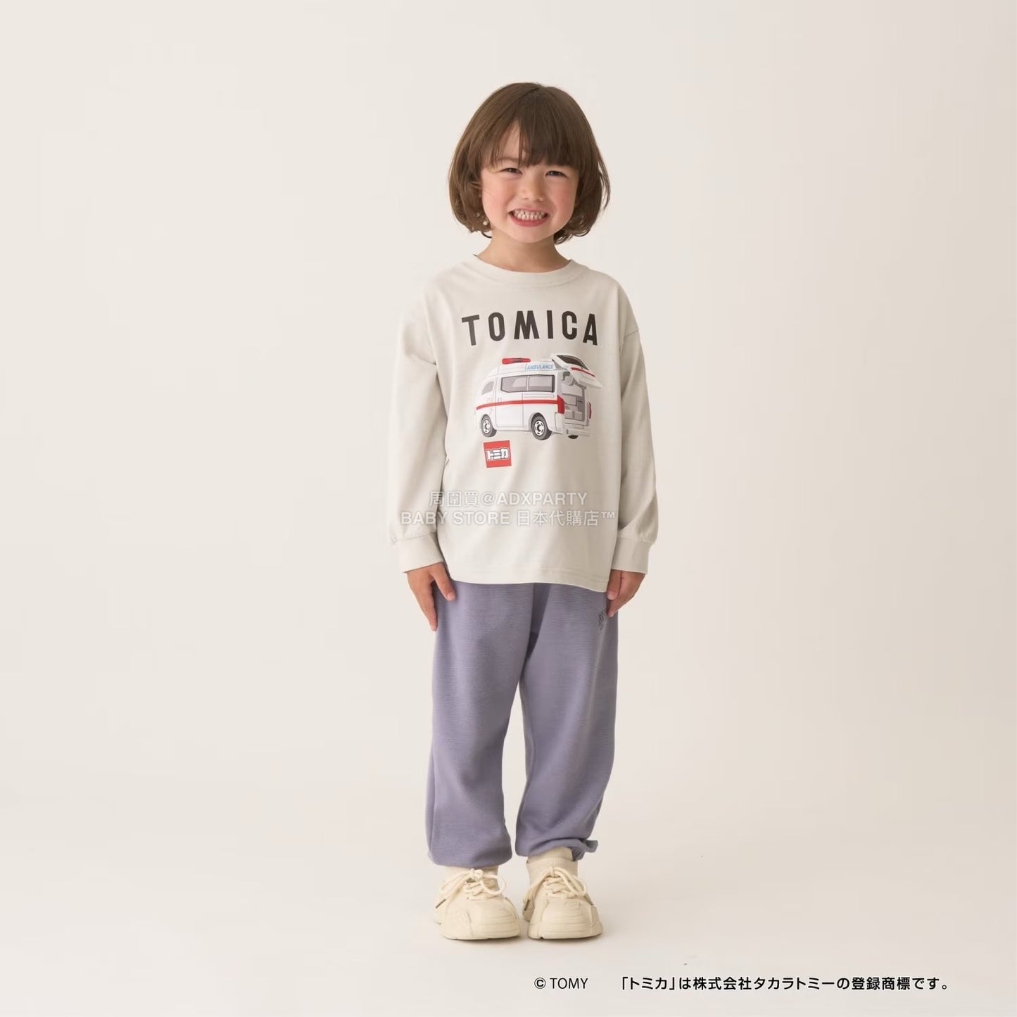 日本童裝 b・R# x Tomica 吸水速乾 防UV 印花長袖上衣 100-130cm 男童款 冬季 TOPS