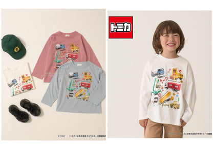 日本童裝 b・R# x Tomica 吸水速乾 防UV 印花長袖上衣 100-130cm 男童款 冬季 TOPS