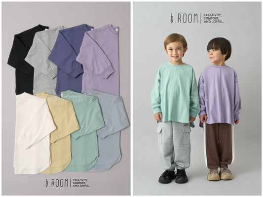 日本童裝 b・R# 簡約寬鬆oversized長袖上衣 100-150cm 男童款/女童款 冬季 TOPS