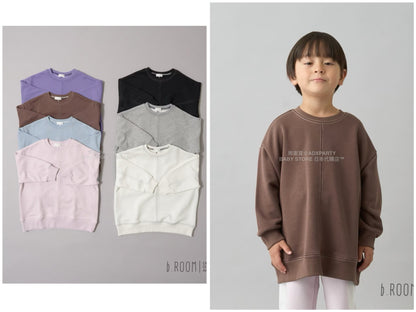 日本童裝 b・R# 吸水速乾 寬鬆配色縫線衛衣 100-150cm 男童款/女童款 冬季 TOPS