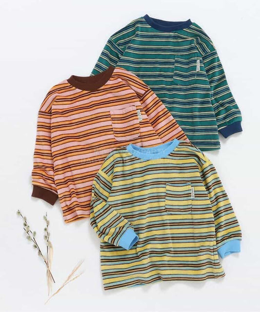 日本童裝 BREEZE 絨毛條紋長款上衣 80-140cm 男童款/女童款 冬季 TOPS