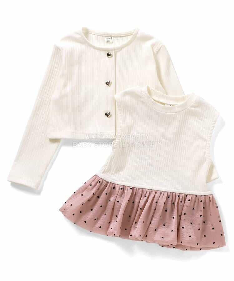 日本童裝 apres les cours 針織外套背心兩件套裝 90-140cm 女童款 夏季 TOPS