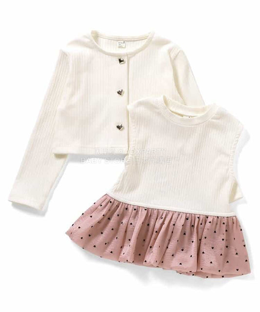 日本童裝 apres les cours 針織外套背心兩件套裝 90-140cm 女童款 夏季 TOPS