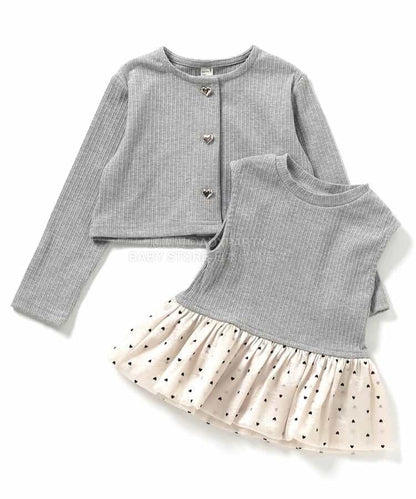 日本童裝 apres les cours 針織外套背心兩件套裝 90-140cm 女童款 夏季 TOPS
