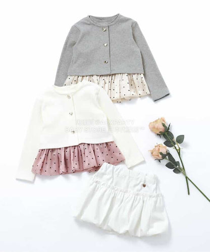 日本童裝 apres les cours 針織外套背心兩件套裝 90-140cm 女童款 夏季 TOPS