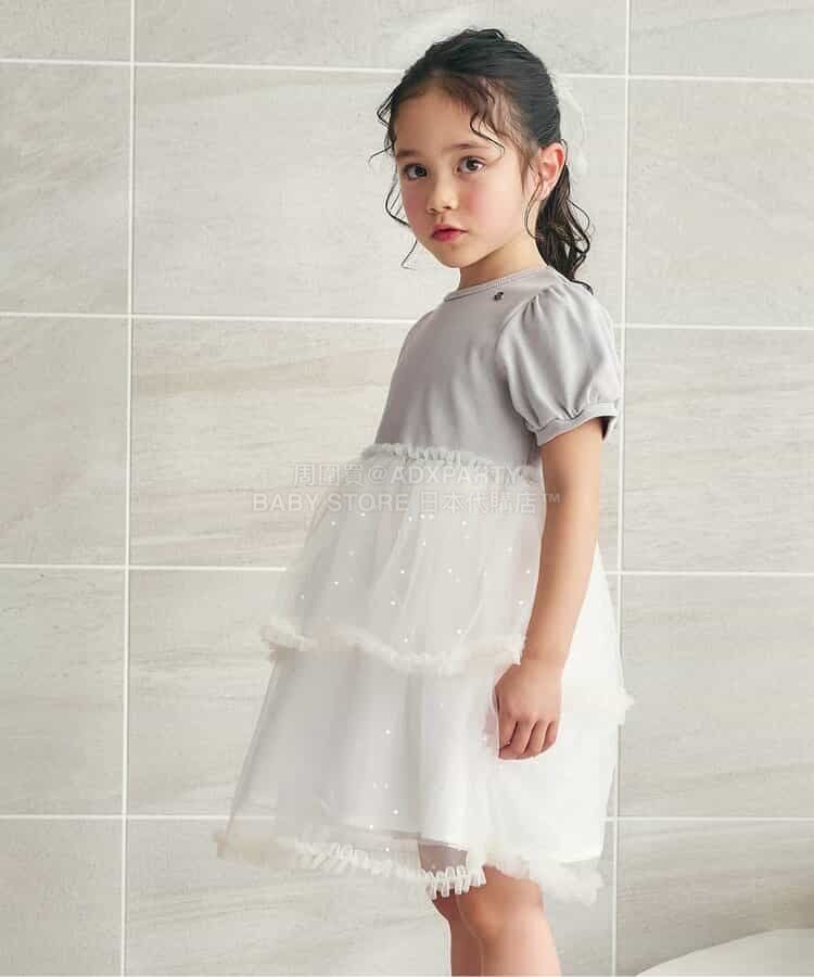 日本童裝 apres les cours 泡泡袖薄紗連身裙 80-140cm 女童款  夏季 DRESSES