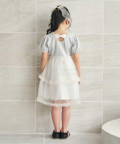 日本童裝 apres les cours 泡泡袖薄紗連身裙 80-140cm 女童款  夏季 DRESSES