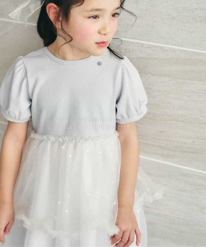日本童裝 apres les cours 泡泡袖薄紗連身裙 80-140cm 女童款  夏季 DRESSES
