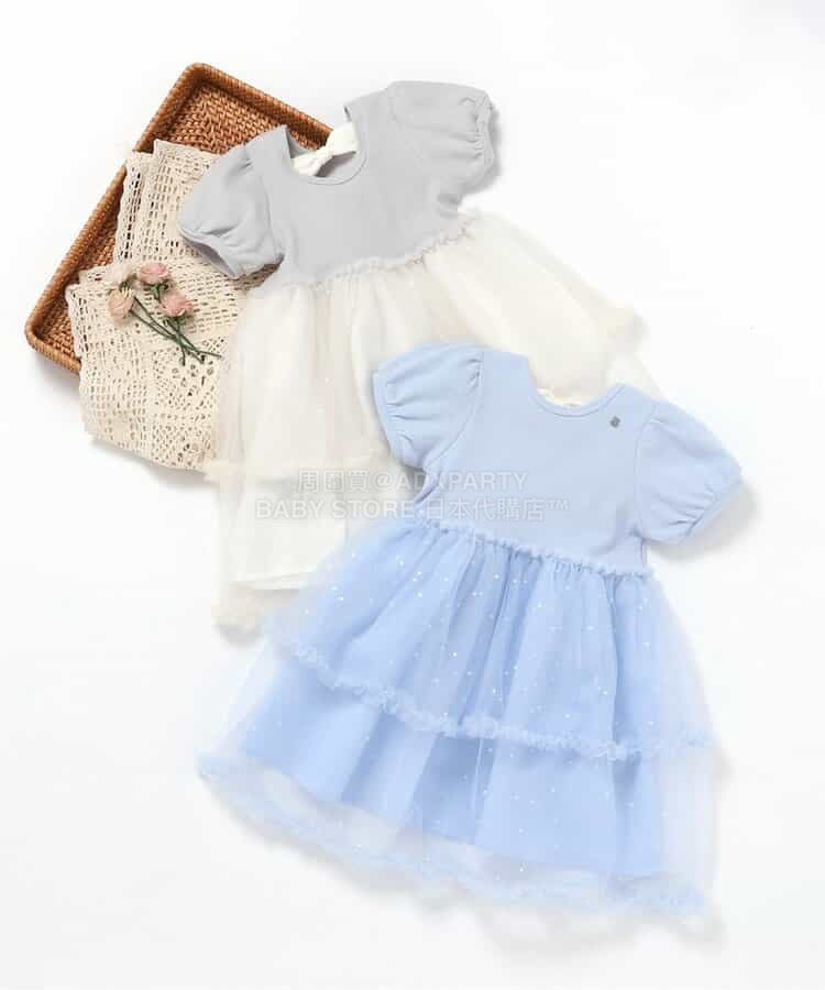 日本童裝 apres les cours 泡泡袖薄紗連身裙 80-140cm 女童款  夏季 DRESSES