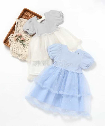 日本童裝 apres les cours 泡泡袖薄紗連身裙 80-140cm 女童款  夏季 DRESSES