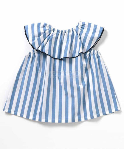 日本童裝 apres les cours 2Way 雙面兩著 荷葉邊領上衣 80-140cm 女童款 夏季 TOPS