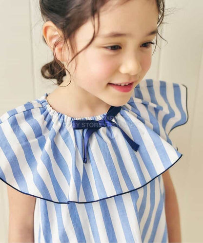 日本童裝 apres les cours 2Way 雙面兩著 荷葉邊領上衣 80-140cm 女童款 夏季 TOPS