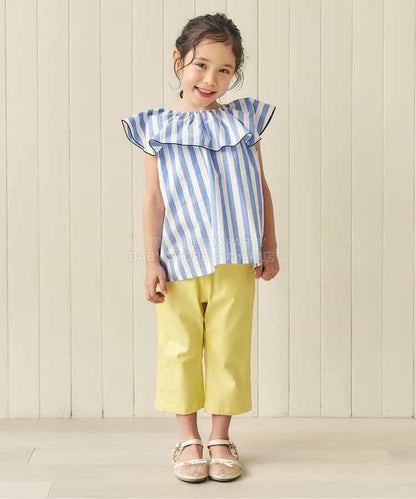 日本童裝 apres les cours 2Way 雙面兩著 荷葉邊領上衣 80-140cm 女童款 夏季 TOPS