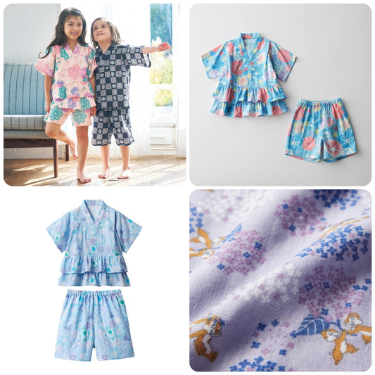 Disney Japanese children's clothing, Jinbei Japanese kimono, 100-150cm, for girls, summer, other brand children's clothing, TOPS PANTS, Japanese Summer Festival Special