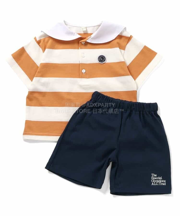日本童裝 apres les cours 水手條紋兩件套裝 80-130cm 男童款 夏季 TOPS PANTS