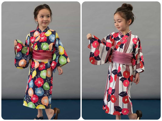 BREEZE Japanese Yukata Kimono 100-140cm Girls' Summer Dresses Japanese Summer Festival Special 