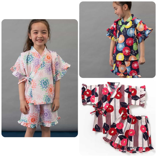 BREEZE Jinbei Kimono 80-140cm Girls' Summer TOPS PANTS Japanese Summer Festival Special 