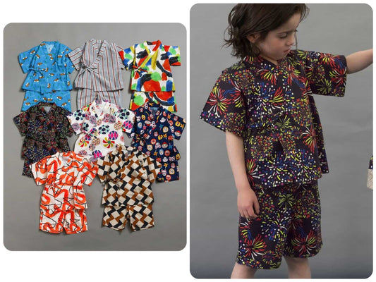 BREEZE Jinbei Kimono 80-140cm Boys' Summer TOPS PANTS Japanese Summer Festival Special 