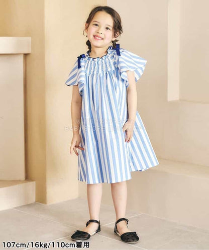 日本童裝 apres les cours 肩部蝴蝶喇叭裙連身裙 80-140cm 女童款 夏季 DRESSES