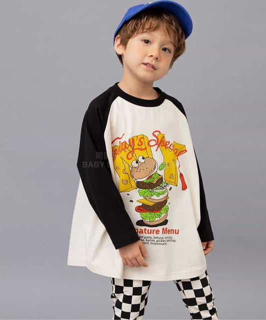 日本童裝 BREEZE 插肩袖印花上衣 90-160cm 男童款/女童款 冬季 TOPS