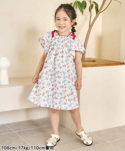 日本童裝 apres les cours 肩部蝴蝶喇叭裙連身裙 80-140cm 女童款 夏季 DRESSES