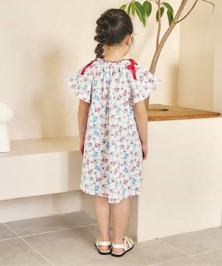 日本童裝 apres les cours 肩部蝴蝶喇叭裙連身裙 80-140cm 女童款 夏季 DRESSES