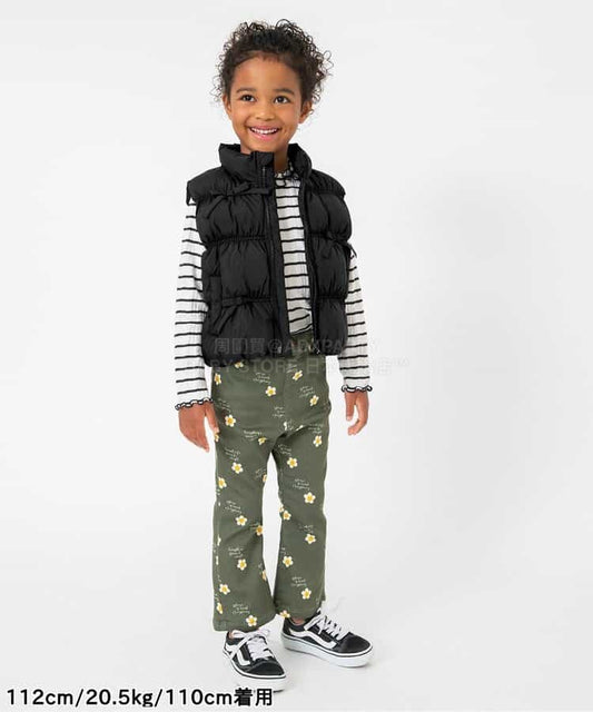 日本童裝 BREEZE 皺褶緞帶夾棉背心外套 80-140cm 女童款 冬季 OUTERWEAR
