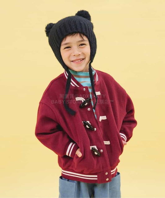 日本童裝 BREEZE 牛角扣棒球外套 90-140cm 男童款/女童款 冬季 OUTERWEAR 聖誕紅/新年紅