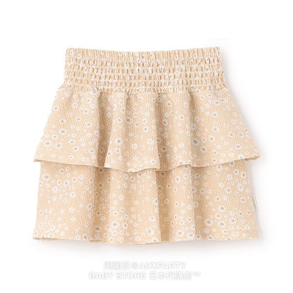 Japanese children's clothing pe#main layered full-print skirt 80-130cm girls summer SKIRTS 